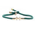 Bracciale regolabile in corda milanese verde scuro con ciondoli a croce dorati e dettagli in metallo - Croce Verde