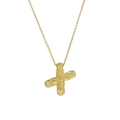 Golden brass balloon style letter X textured pendant necklace for fashionable women - Necklace X
