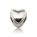 Antique silver heart-shaped bead charm with smooth metallic finish on white surface - 1pc Heart Shape Large Hole Bead