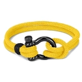 Men's yellow paracord braided bracelet featuring a black stainless steel U-shaped shackle - Yellow