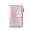 Mini portafoglio in pelle rosa perlato con cerniera dorata e bottone a pressione donna - Viola