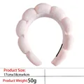 Pink plush headband dimensions 17x18x4cm showing soft cloud texture for facial washing - Single Headband / Light Pink