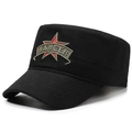 Black military cadet cap featuring a red star and RANGER embroidery on a canvas fabric - Adjustable / Red Star Black