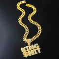 Juego de Collar y Colgante / Oro (Juego de cadena cubana de 50 cm)