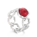 Elegant silver openwork floral ring featuring a ruby-red petal-shaped gemstone center - US 6 / Red Floral Style (KR107836-K)