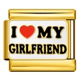 Italian charm link in gold stainless steel with I Love My Girlfriend text - I Love My Girlfriend (ICJ1998-3)