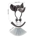 Graues Elefanten Kostümset mit Haarreif, Fliege, Schwanz und Tutu Rock für Partys - 3D Grauer Elefant 3-teiliges Set mit Grauem Tutu-Rock