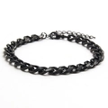 Bracciale classico a catena cubana in acciaio inossidabile nero con moschettone regolabile - 8mm / Nero