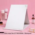 Extra large white folding makeup mirror, 25x18cm waterproof portable desktop vanity mirror - Waterproof PU Leather Style / XL 25x18cm / White
