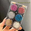 Set of 6 sparkly glitter gel eye shadows in assorted colors with two sponge applicators - Set 9# Powder Blush