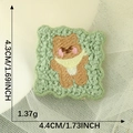 Cute green crochet plush bear patch accessory for DIY hair clips and crafts - Green Background Bear