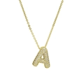 18k gold plated brass necklace with sparkling zircon letter A balloon bubble pendant - Letter A Necklace