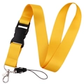 Solid yellow polyester lanyard with detachable safety buckle and silver metal lobster claw - Lanyard Only / Yellow