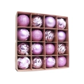 Lot de 16 boules de Noël violettes avec paillettes et motifs de flocons de neige - Lot de 16 / Violet