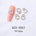 Détail de bijoux d'ongles en forme de cœur 8x10mm avec des strass AB colorés - Anneau Rond en Strass AB Doré (8867)