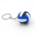 Macro shot of blue and white volleyball keychain pendant with durable metal link chain - Royal Blue