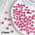 Pink 8x8mm resin rose flower charms for DIY nail art and vintage jewelry design - Dried Plum