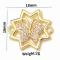 Detail van 18k gouden vlinderhanger met zirkonia en afmetingen van de afmetingen - Stijl 4 (Goud Volledige Zirkonia)