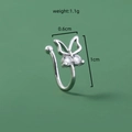 Detail of silver butterfly non-piercing ear clip with dimensions and weight data - 2-Gem Butterfly (SE1478)