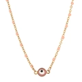 Close-up of golden stainless steel chain with pink beads and evil eye pendant detail - SL382-Pink Beads