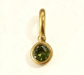 Golden heart pendant with round green gemstone on textured beige background - August Round Birthstone Pendant Only (Without Chain)