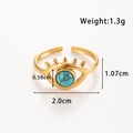 Verstellbarer Ring aus Gold-Edelstahl mit Kronenfassung und Türkis-Stein im Evil-Eye-Design - TR101-Teufelsauge