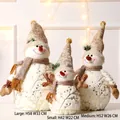 Three plush Christmas snowman figurines with golden leaf patterns in various sizes - Pointy Hat Set of 3