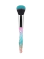 Rainbow crystal handle makeup brush with blue gradient bristles and silver ferrule - Green Blush Brush