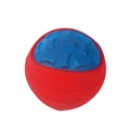 Durable rubber dog squeaky toy ball with bone texture in red and blue color scheme - Red