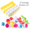 12-piece number matching eggs toy set in yellow storage box for early learning - 12pcs Numbers - Yellow Egg Crate