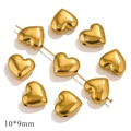 Makroaufnahme von goldenen Herz-Edelstahlperlen 10x9mm für DIY-Schmuckherstellung - Glattes Herz mit Parallelem Loch / Gold