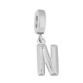 Minimalist silver stainless steel capital letter N charm for DIY jewelry necklace - Letter N