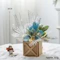 Miniature Christmas tree in blue theme with LED lights in a square wooden box decoration - Large Square Wood Box Blue Tree with Light (B23001B-3)