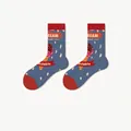 Chaussettes bleu marine avec talons rouges contrastés et motifs de crème glacée - Taille unique / Glace Bleue