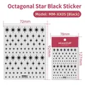 Adesivi per unghie 3D con stelle nere in varie dimensioni e confezione con testata rossa - Ottagramma (MM-XX05) - Nero