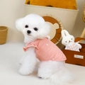 Detailed quilted pet vest in pink with heart embroidery and integrated D-ring for leash - S / Pink