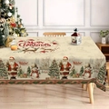 Christmas tablecloth with reindeer and Santa prints on a cozy holiday dining table - Zb695-15