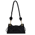 Sac bandoulière noir matelassé avec bandoulière tressée et détails en métal doré - Noir