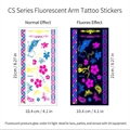 Adesivo per tatuaggi farfalla fluorescente impermeabile con effetto luce UV - Stile Farfalla Piuma Fiore (CS-015)