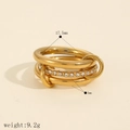 Detail of gold multilayer ring with zircon inlay showing 17.5mm diameter and 9.2g weight - Size 7 / Multi-layer Zirconia Ring Set(TR4437-G-7) / Gold