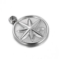 Poliertes Edelstahl-Rundanhänger mit geprägtem Sternmuster und praktischem Ring - 12mm Einzelne Schleife Stil (KLJ3819-Z)
