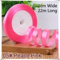 1cm peach pink polyester satin ribbon for gift wrapping and hair braiding, 22m length - 05# Peach Pink