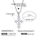 Collier croix en acier inoxydable argenté orné de six oxydes de zirconium ronds et clairs - Argenté