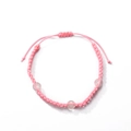 Handmade pink woven snake chain bracelet with three translucent pink crystal beads - Bright Pink Woven Beaded Style (G-207)