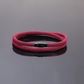 Double-layered red woven lucky bracelet for couples with black magnetic clasp closure - Burgundy