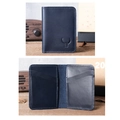 Slim dark blue vintage leather card holder with bull head embossing and multiple card slots - With Logo / Royal Blue With Bull Logo