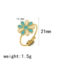 Detail of adjustable bohemian daisy ring showing 13.4mm flower diameter and 1.5g weight - Blue and White Daisy Style (TR4270)
