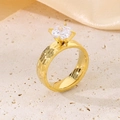 Square-cut zircon gold ring with a hammered texture band shown in a macro detail shot - 6mm Gold Hammered Square Style (KR100655-K)