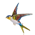Enamel swallow bird brooch with gold-plated edges and vibrant colorful feather textures - Enamel Side Flying Swallow / Multi-color