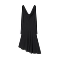 Elegantes schwarzes ärmelloses Kleid mit Wasserfallausschnitt und asymmetrischem Saum - XS / Schwarz